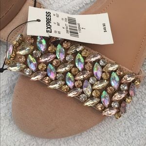 BRAND NEW EXPRESS rhinestones sandals nude